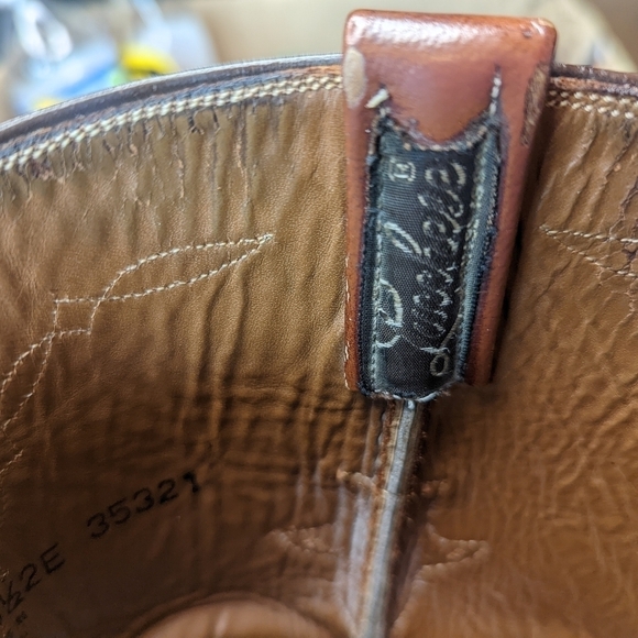 Lucchese Boots men's size 8.5EE Exotic Genuine Cognac Brown Smooth Ostrich class - Picture 10 of 12